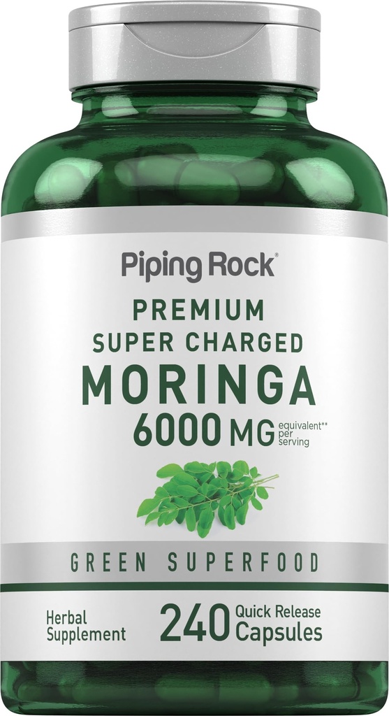 Piping Rock Moringa Oleifera Supplement | 240 Capsules | High Potency Leaf Extract | Non-GMO & Gluten Free Formula