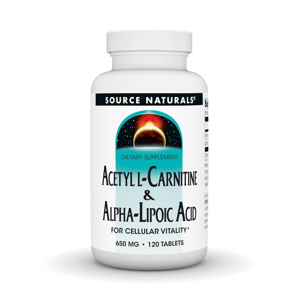 Source Naturelles Acétyl L-Carnitine et acide alpha-lipoïque 650mg - 120 comprimés
