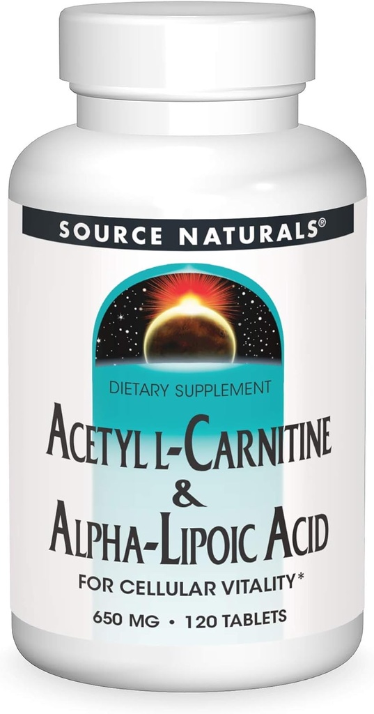 Source Naturelles Acétyl L-Carnitine et acide alpha-lipoïque 650mg - 120 comprimés