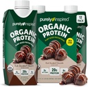 Purement inspiré Prêt à boire Secouer les protéines organiques, Chocolat décadent (12 pack) - Prestiges de protéines nutritives à base de plantes - Zéro-sucre et boisson de remplacement sans gluten Protéines liquides