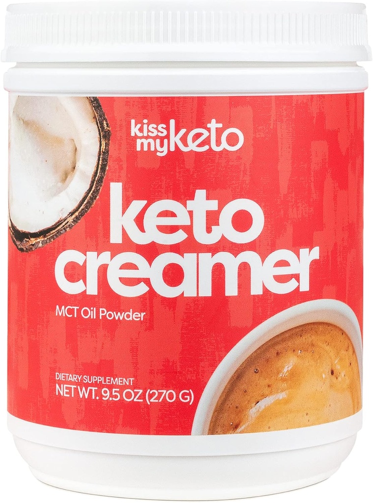 Kiss My Keto Creamer (original, non aromatisé) — Zero-Carb Crème à café Keto + poudre d'huile MCT C8 (9g) ► Crème kétogénique pour café et thé, Keto Shakes ► Sans gluten, 30 portions (1 paquet)