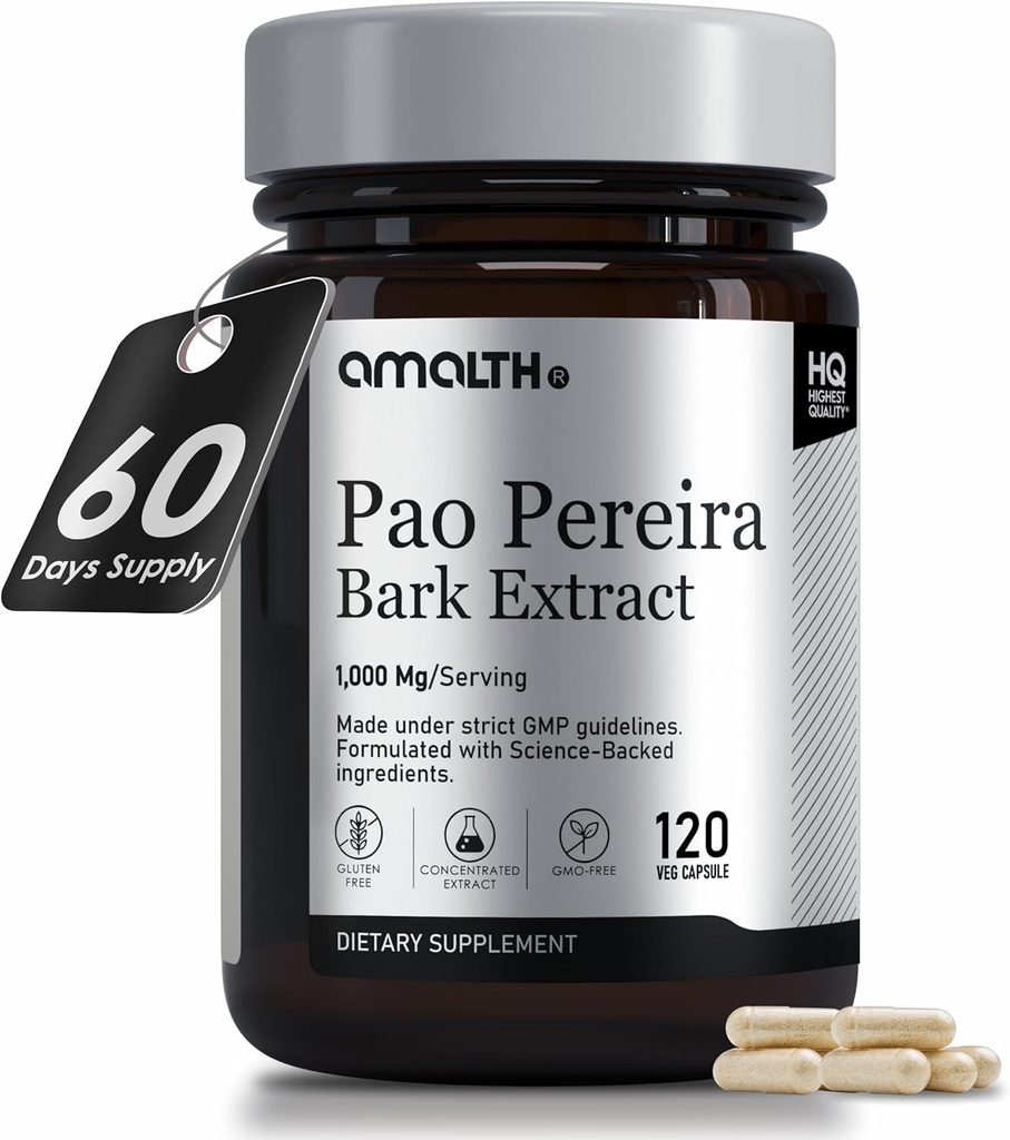 AMALTH Pao Pereira Bark Capsules exactes 1000mg- 120 Comptes.