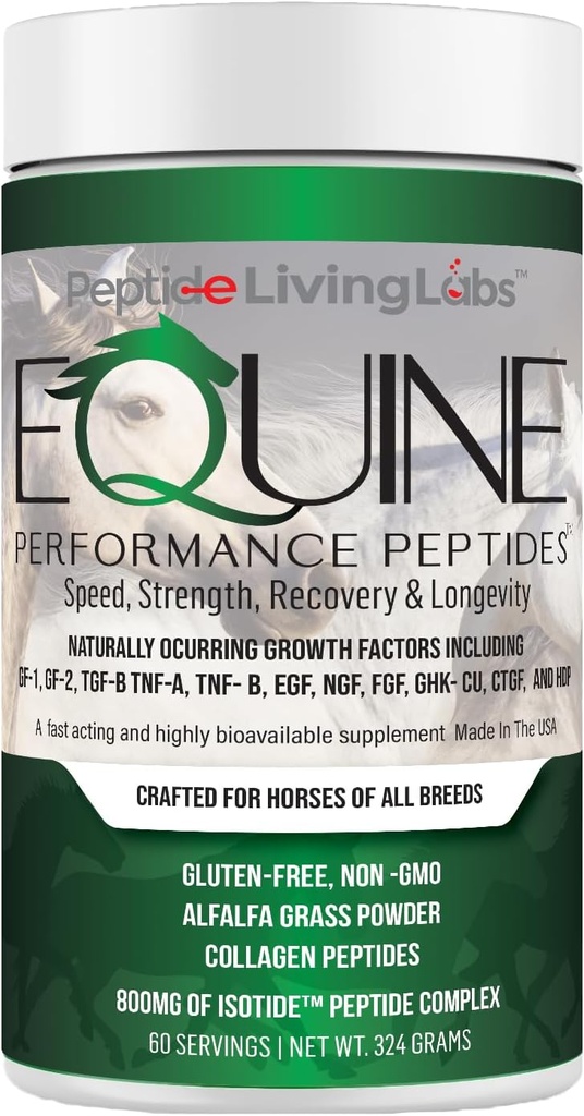 Peptide Cheval Peptide de performance équine, Supplément Cheval Biologique, Soutien articulaire et musculaire Hoof, Gain de poids pour les chevaux, 60 portions