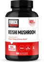 FACTEUR DE FORCE Supplément de champignons Reishi, supplément de soulagement du stress et supplément de soutien du sommeil avec extrait de champignons Reishi, végétalien, sans gélatine, sans OGM, 100 capsules végétales