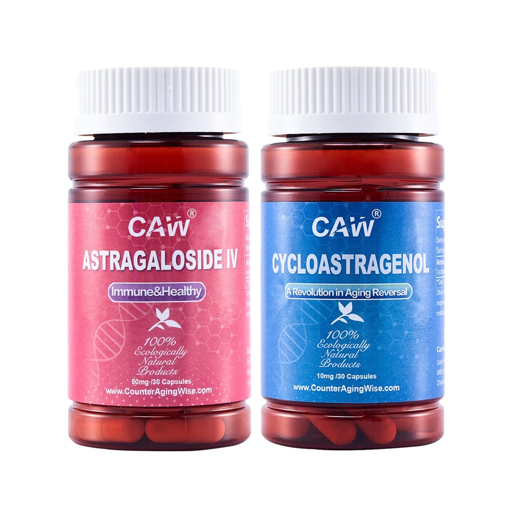 TCA Telomere Support Hypersorption Cycloastragenol 10mg 30 Capsules et Astragaloside IV 50mg 30 Capsules