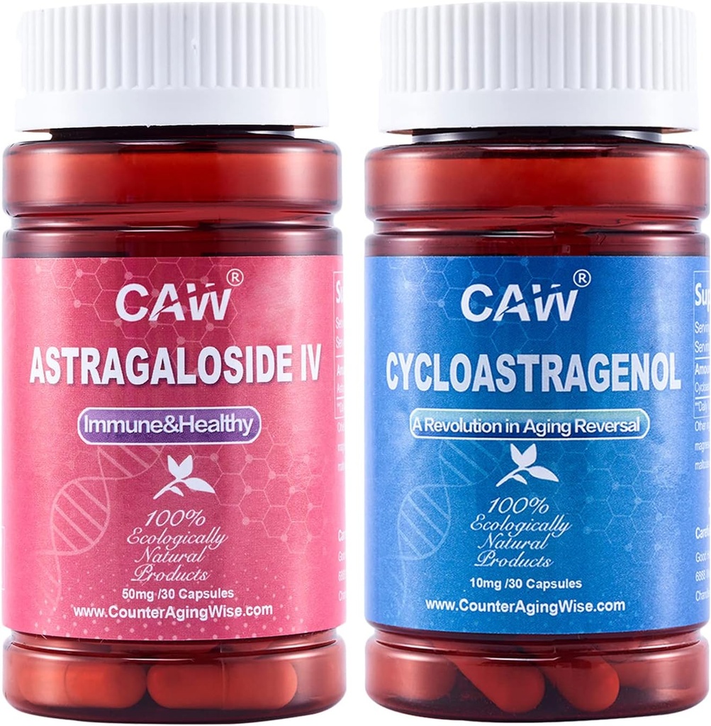 TCA Telomere Support Hypersorption Cycloastragenol 10mg 30 Capsules et Astragaloside IV 50mg 30 Capsules