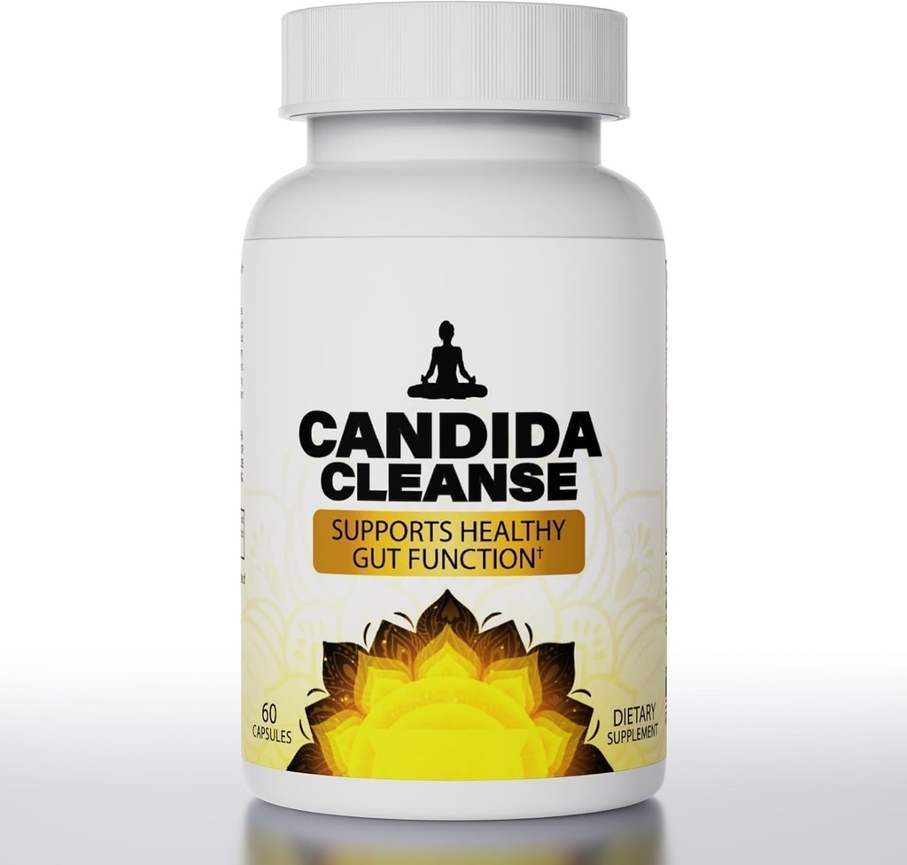 Candida Cleanse- Gut & Colon Support, Probiotique avancé et formule à base de plantes, formule à base de plantes naturelles, Oregano Leaf, Wormwood, noix noires, acide caprylique-1 pour les hommes et les femmes, 60 capsules