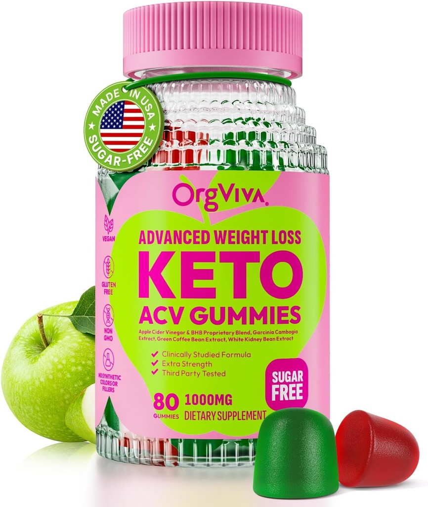 Gummies Keto Acv pour la perte de poids avancée: Gummes de vinaigre de cidre de pomme avec des vitamines pour soutenir la digestion, le métabolisme, et la santé immunitaire - sans sucre 80 ct