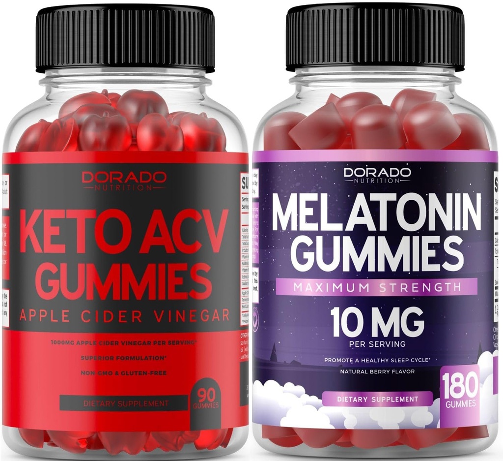 Keto ACV Gummies Advanced Weight Loss (90 Count) - Support Healthy Digestion & Metabolism - Melatonin for Adults (180 Count) - Quick Dissolve Melatonin 20mg Gummies - Non GMO, Vegan & USA Made