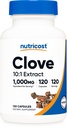 Nutricost Clove 10:1 Extrait 1000mg équivalent par portion, 120 Capsules - Vegan, sans OGM, sans gluten