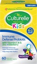 Culturelle Immune Defense Probiotique avec vitamine C, vitamine D et zinc + sureau, non-OGM, 4-en-1 Immune Support pour les enfants de 3 ans et plus*, mélange de baies à croquer, 60 comtes