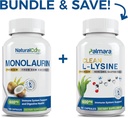 Ensemble de laboratoires de guérison naturels: Premium Monolaurin 600mg + L-Lysine propre 600mg