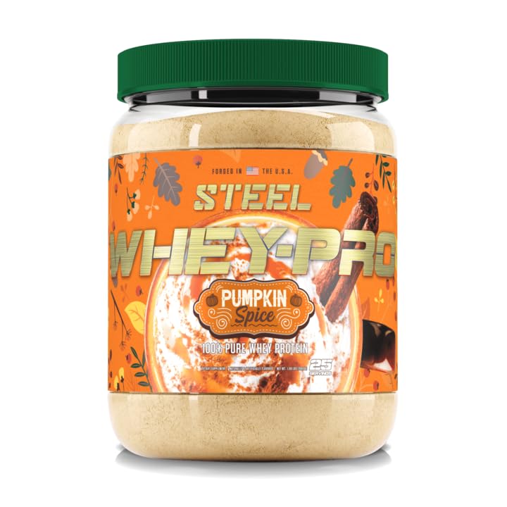 Suppléments d'acier Whey-Pro... 100% Pure Whey Protéine Poudre pour hommes et femmes... Spice de citrouille...