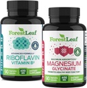 ForestLeaf Riboflavin & Magnesium Migraine Supplement - Riboflavin 400mg for Headache Relief - Ultimate Magnesium Glycinate Bundle with B2 Vitamin 400mg for Headache Migraine Relief Capsules