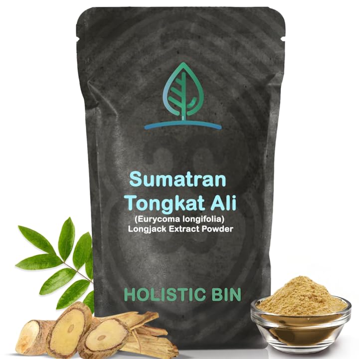Holistic Bin Tongkat Ali Extract Powder – Longjack premium récoltés dans les forêts de Sumatran – Herbal – Pas de remplisseurs ou de conservateurs – 50 grammes