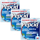 Pepcid AC Force maximale Comprimés de soulagement des brûlures d'estomac, prévient et soulage les brûlures d'estomac et le reflux acide en raison de l'indigestion acide, 20 mg de famotidine, ICY Cool Mint Flavor, Multipack, 3 x 20 ct