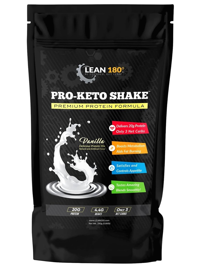 Pro Keto Shake - Meilleur Dégustation de faible teneur en glucides faible teneur en sucre Propre aux protéines Shake pour Keto et tous les régimes alimentaires Perte de poids (Vanilla)