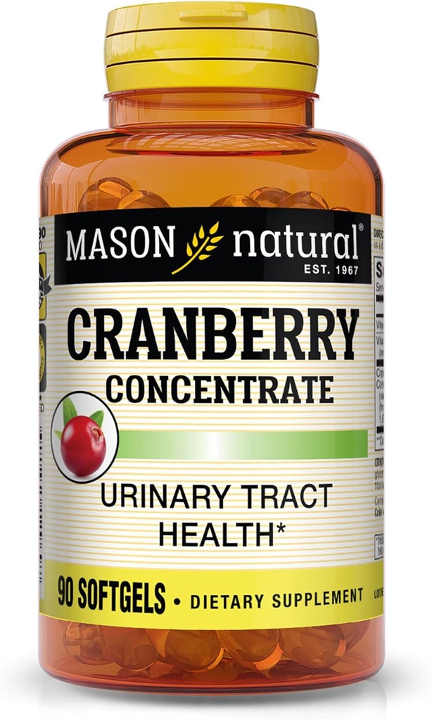 MASON NATURAL Cranberry 12:1 Concentrate with Vitamin C & E, Supports Immune & Urinary Health, 90 Capsules