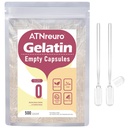 Size 0 Empty Gelatin Capsules with 2 Micro Spoons - 500 Count Empty Clear Capsule - Gel Pill Capsules for Powders Supplements