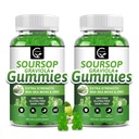 (2 Pack) Gommies de Sourop Graviola - 2200mg Extra Strength Feuilles de Sourop Extrait avec extrait de mousse de mer 200mg, de zinc et de vitamine C - soutient l'immunité, le foie et le digestif, sans gluten, végétalien, 120 Gommies
