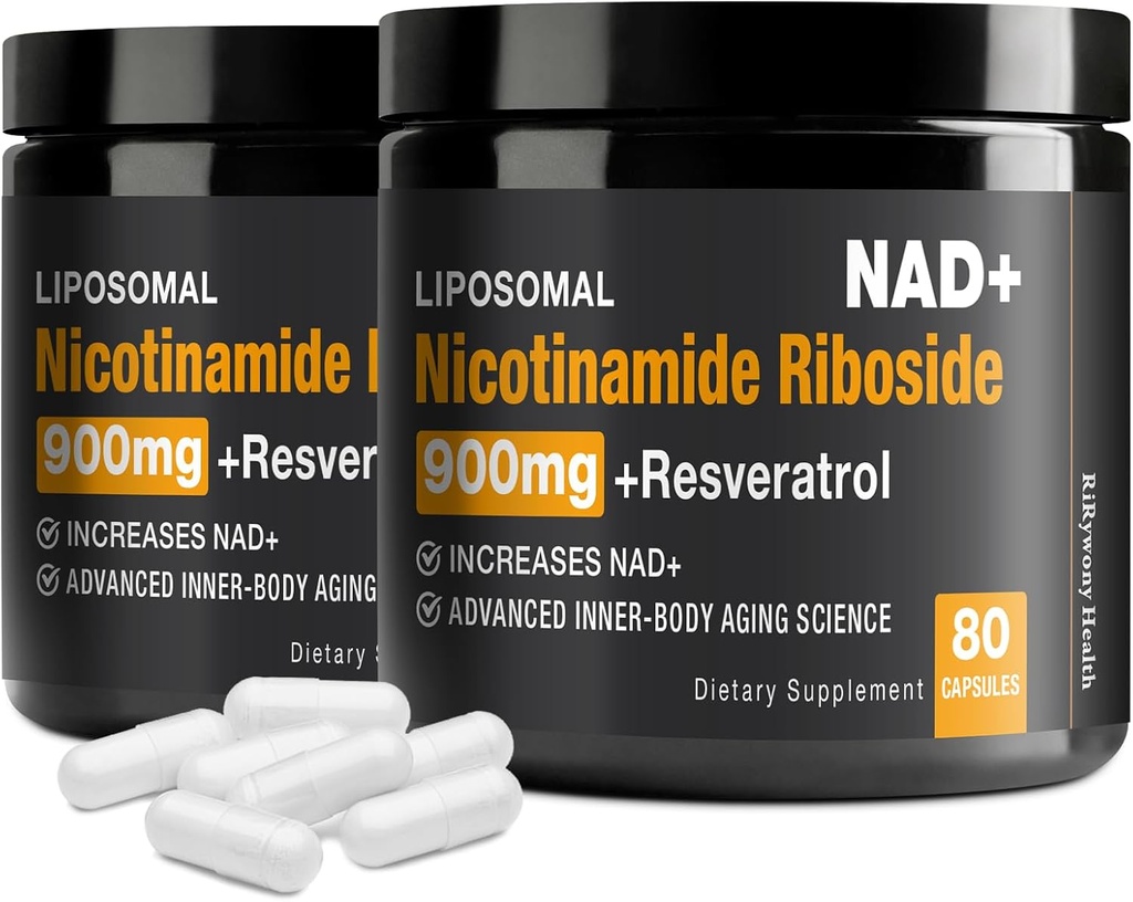 Supplément NAD - NAD+ avec nicotinamide Riboside (NR) et resvératrol Quercetin 900mg Pure Organic NAD Plus pour la réparation cellulaire Vieillissement sain Fonction cérébrale (2 Pack)