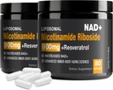 Supplément NAD - NAD+ avec nicotinamide Riboside (NR) et resvératrol Quercetin 900mg Pure Organic NAD Plus pour la réparation cellulaire Vieillissement sain Fonction cérébrale (2 Pack)