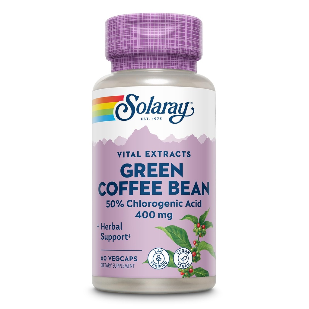 SOLARAY Potence garantie Extrait de fève de café vert, bouchon de vésicule (Btl-Plastique) 400mg