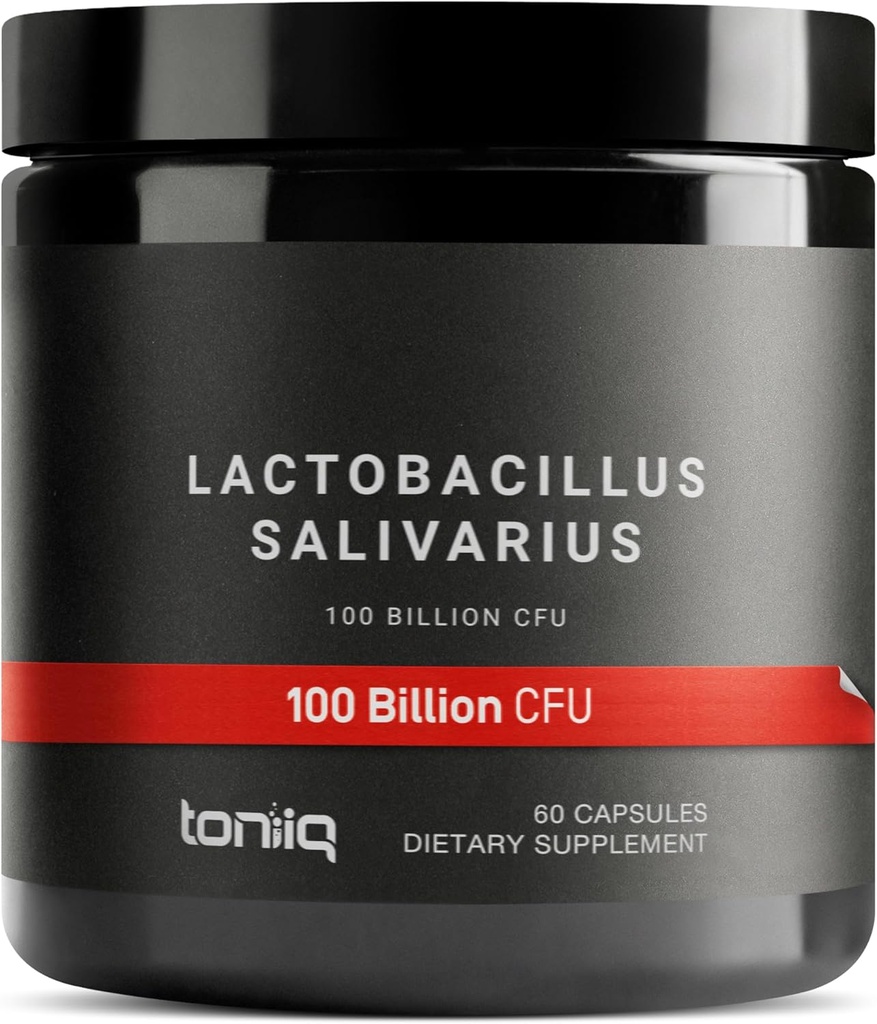 100 Million CFU Lactobacillus Salivarius Probiotic - Nombre d'UFC le plus élevé vérifié - Laboratoire tiers testé pour la puissance - 60 capsules végétariennes - 30 portions - TQ vérifié