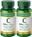 Nature's Bounty Vitamine C + Rose Hips, Immune Support, 1000mg, Caplets enduits, 100 Ct - Pack de 2