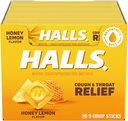 HALLS Toux et Gorge Relief Honey Citron Toux gouttes, 20 bâtons de 9 (180 gouttes totales)
