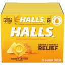 HALLS Toux et Gorge Relief Honey Citron Toux gouttes, 20 bâtons de 9 (180 gouttes totales)