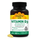 Pays Vie Vitamine D3 2500 UI – Dérivés non de poisson, Vitamine D3 haute puissance pour la force osseuse, le soutien immunitaire et l'absorption de calcium – Certifié sans gluten, 200 softgels