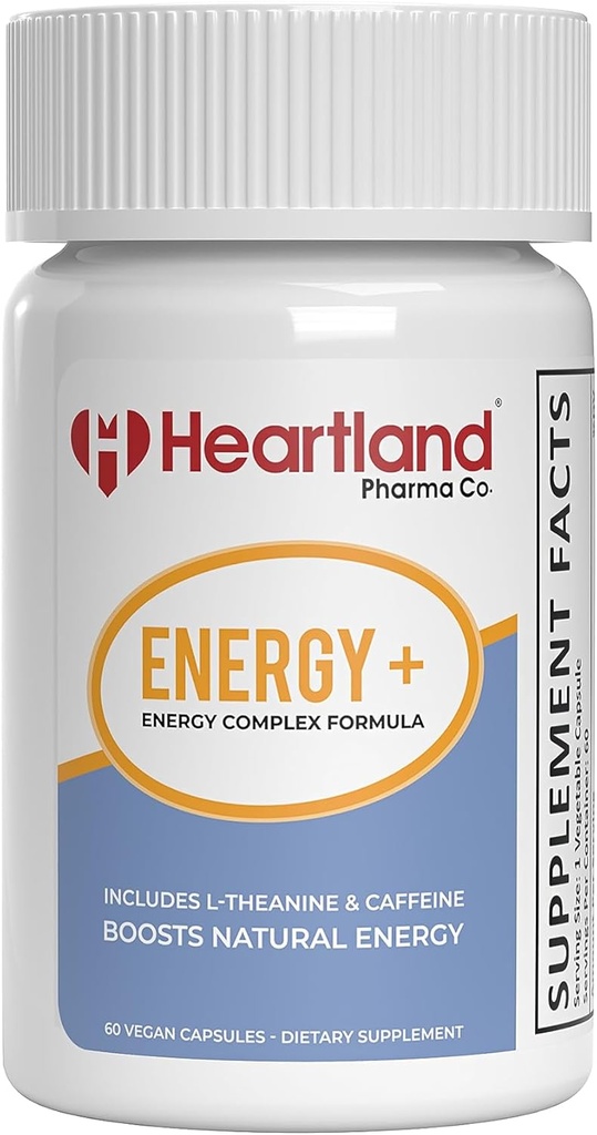 Energy+ Complex Caffeine L-theanine Capsules | Focus and Alertness Support | Natural Energy Boost | 60 Count