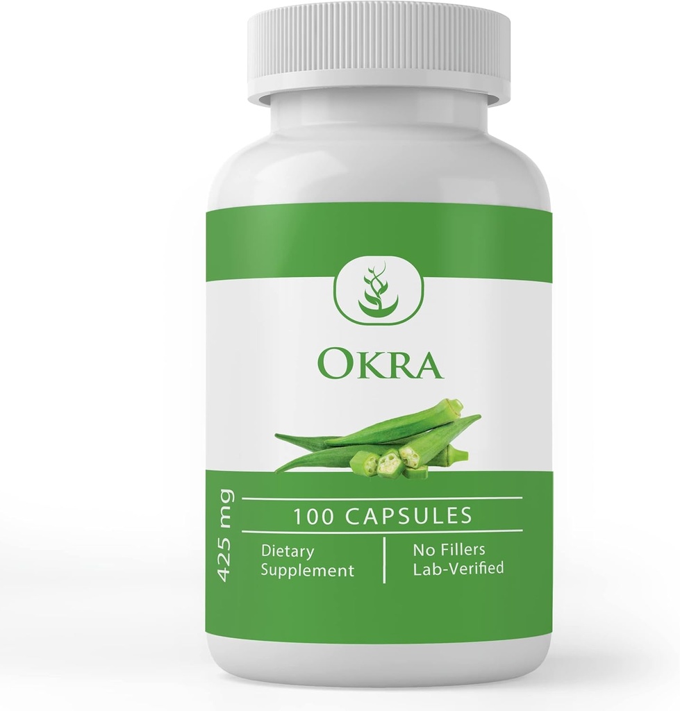 Ingrédients originaux purs Extrait d'okra (100 capsules), toujours pur, aucun additif ou remplissage