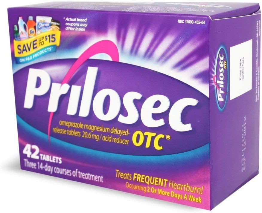 Prilosec 20,6 mg OTC, 42 comprimés (paquet de 3)