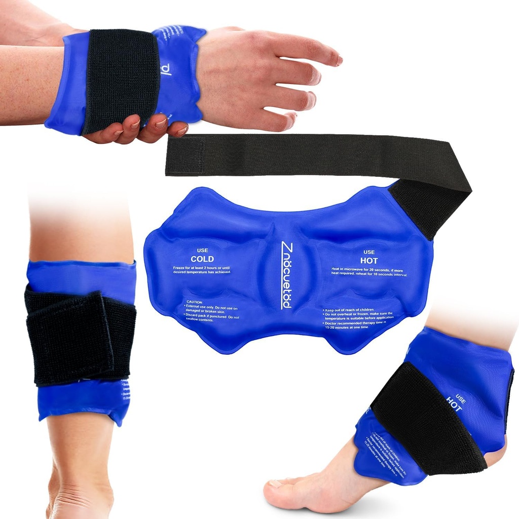ZNÖCUETÖD Ankle Ice Pack Enveloppe pour gonflement, Gel Wrist Pied Ice Packs pour blessures réutilisables, Hot Cold Pack Compression pour soulagement de la douleur, Achille Tendonitis, Plantar Fasciitis, Sprained,Surgery Recovery