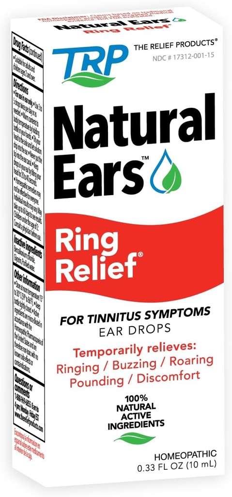 Les produits de Relief Ring Relief Ear Drops Formula - 100% Natural Active Ingredients Acouphène Relief for Ringing Ears - 0.33 Fl. Oz.