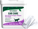 Wipes doigts de soulagement de l'oreille de Vet, Wipes doigts nettoyant l'oreille pour chiens, apaisements et désodorisants, 50 Wipes de chien jetable