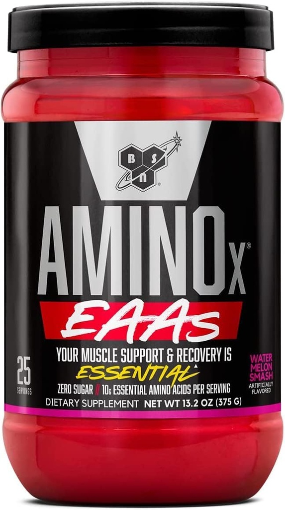 BSN Amino X EAAs, Muscle Recovery & Endurance, 10g Essential Amino Acids, 5g BCAAs, Zero Sugar, Caffeine Free, Watermelon Splash, 13.2oz, 25 Servings