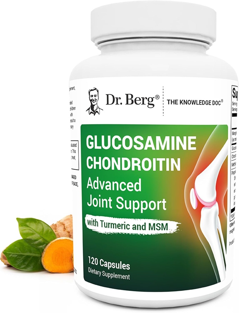 Dr Berg Glucosamine Chondritine MSM Turmeric & Boswellia - Supplément de soutien interarmées avancé avec 1500 mg de sulfate de glucosamine - Comprend 120 capsules