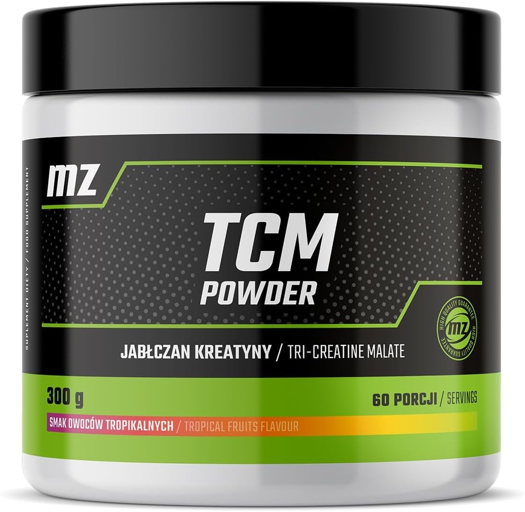 Poudre de TCM 300g - Malate de créatine 5000 mg par portion - 60 portions par emballage - Fruits tropicaux - Supplément diète pour une meilleure performance physique - par MZ