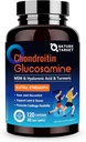 NATURE TARGET Glucosamine Chondritine MSM, supplément de soutien conjoint, sans mollusques, boswellie curcuma, acide hyaluronique, collagène, calium pour le cartilage et la santé des os,120 capsules, 40 portions