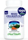 Maxi Health Marine Collagen Pills – 1000 mg de collagène de type 1 pour les femmes et les hommes avec supplément d'acide hyaluronique pour le soutien articulaire et cutané – Capsules casher propres et non aromatisées (180 Maxicaps)