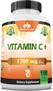 NaturaLife Labs Vitamine C avec vitamine D3, Zinc, Elderberry & Ginger Root – 1 700 mg par portion – 100 capsules, végétalien, non-OGM, sans gluten