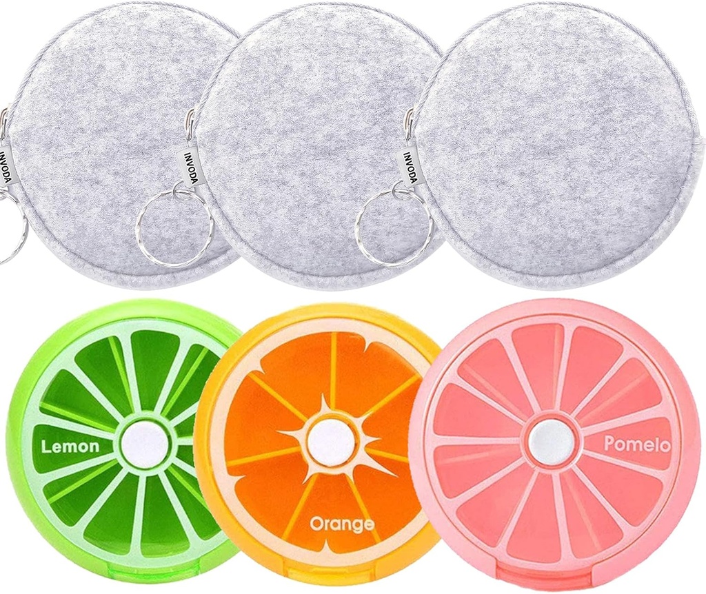6PCS Organisateur hebdomadaire de pilules 6PCS 7 jours 3 fois par jour INVODA Grandes boîtes quotidiennes de pilules pour pilules Vitamine Fish Oil Complements Conteneur (Groupe+Sac Gris clair 3PCS)