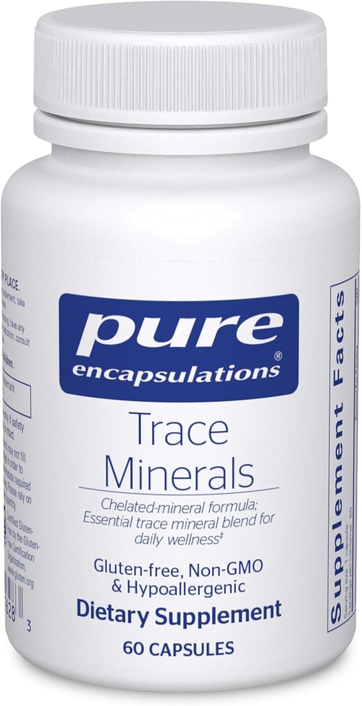 Encapsulations pures Trace Minerals - Supplément multiminéral - Supplément minéral - Soutient le métabolisme et la fonction cellulaire* - Sans gluten et végétalien - 60 capsules