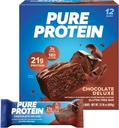 Barres de protéines pures, haute protéine, collations nutritives pour soutenir l'énergie, faible sucre, sans gluten, chocolat Deluxe, 1,76 oz., 12 Compte(paquet de 1) (emballage peut varier)
