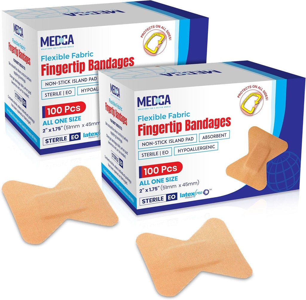Bandes adhésives Flex Fabric - Bandes pour soins du doigt et pour protéger les blessures contre l'infection - (200 Nombre)