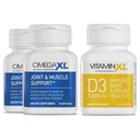 Supplément de soutien de joint OmegaXL - Soutien naturel Muscle/Immune, 60 Softgels (2 Pack) et VitamineXL D3 Haute puissance Vitamine D 5000 UI 125mcg Supplément quotidien (30 Softgels)