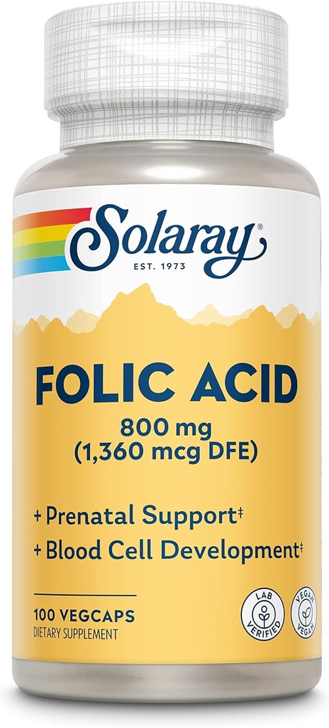 Capsules d'acide folique SOLARAY, 1360mcg